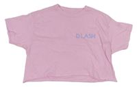 Ružové crop tričko s nápisom