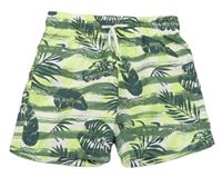 Zeleno-khaki plážové kraťasy s listami Pep&Co