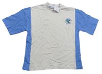 Béžovo-modré tričko s dinosaurom a nápismi zn. Pep&Co