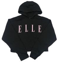Čierna crop mikina s logom a kapucňou Elle