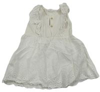 Biele bavlněno/plátěné šaty s madeirou zn. H&M