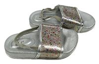 Stříbrno-barevné pantofle/sandále so trblietkami Tu vel. 24