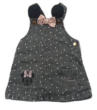 Tmavosivé bodkovaná é rifľové na traké šaty s mašlí - Minnie Disney