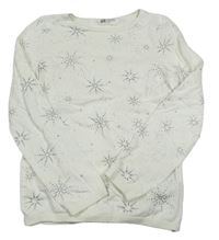 Biely ľahký sveter s hviezdami zn. H&M