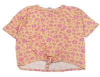 Svetloružové kvetinové crop tričko zn. Pep&Co