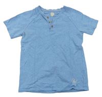 Modré melírované teplákové tričko s nápismi John Lewis