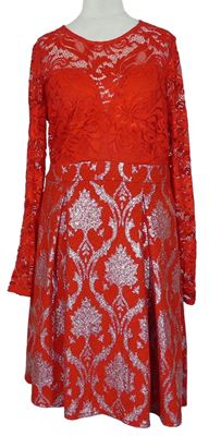 Dámske červené čipkové šaty so vzorom Bodyflirt
