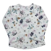 Smotanové kvetované tričko s motýly Noppies