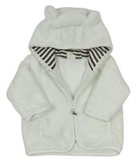 Biely chlpatý podšitý sveter s kapucňou zn. H&M