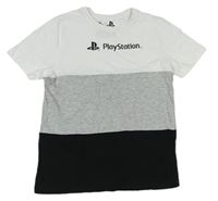 Bílo-šedo-černé tričko - Play Station C&A