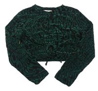 Čierno-zelené sametové/šifonové crop tričko s písmeny Matalan