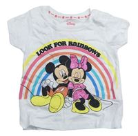 Biele tričko s Minnie s Mickey a dúhou zn. Primark