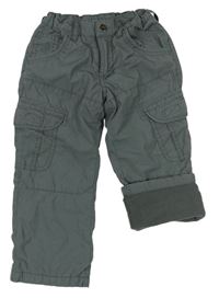 Sivé plátenné podšité cargo nohavice C&A