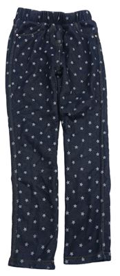 Tmavomodré zateplené kalhoty riflového vzhledu s hviezdičkami Topolino