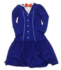 Kockovaným - Tmavomodré šaty s motýlkem - Mary Poppins Rubie´s