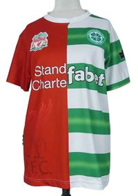 Pánský červeno-zeleno-bílý pruhovaný fotbalový dres s erbem Liverpool