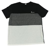 Čierno-sivo-biele tričko Shein