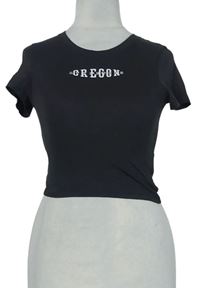 Dámske tmavosivé crop tričko s nápisom H&M