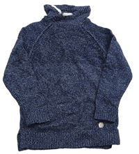 Tmavomodrý melírovaný sveter so stojačikom ZARA