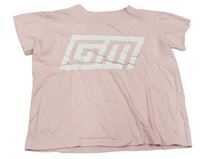Ružové crop tričko s potlačou
