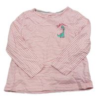 Ružové pruhované pyžamové tričko s dinem Lupilu