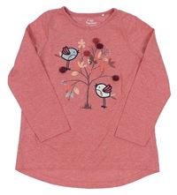 Ružové melírované tričko s vtáčky Topolino