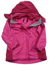 Tmavorůžovo/červená šušťáková outdoorová jarná bunda s ukrývací kapucňou Peter Storm