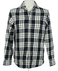 Pánska čierno-biela kockovaná košeľa H&M