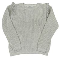 Sivý trblietavý sveter s volánikmi M&S