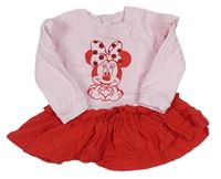 Ružovo-červené teplákové šaty s mušelínovou sukní zn. Disney