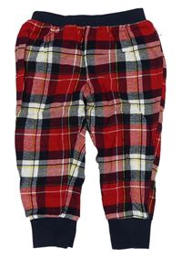 Červeno-bielo-tmavomodré kockované pyžamové nohavice Topomini