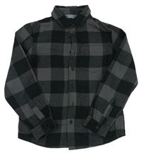 Čierno-tmavosivá kockovaná košeľa PRIMARK