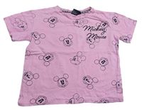 Svetloružové crop tričko s Mickeym Disney