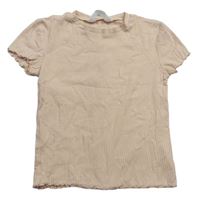 Svetlobéžové rebrované crop tričko zn. H&M