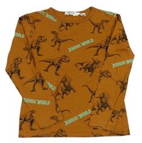 Skořicové tričko s dinosaurami a nápisy - Jurský svět zn. H&M