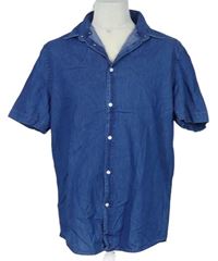 Pánská modrá košile riflového vzhledu zn. H&M