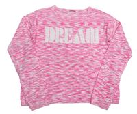 Ružovo-biely melírovaný crop sveter s nápisom Yigga