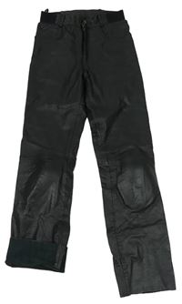 Čierne koženkové motorkářské nohavice