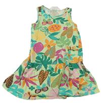 Svetlozelené šaty s lístečky a motýlikmi a ananásmi zn. H&M