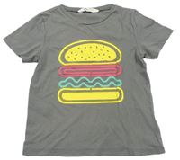 Sivé tričko s hamburgerem H&M