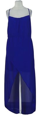 Dámske zafírové šifónové mullet šaty Zara