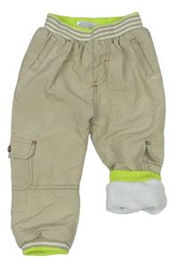 Béžové šušťákové zateplené nohavice s vreckami Ergee