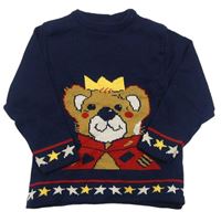 Tmavomodrý sveter s medvedíkom