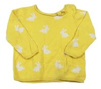 Žltý ľahký sveter s králikmi zn. H&M