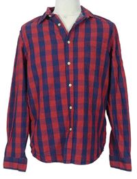 Pánska červeno-modrá kockovaná košeľa H&M