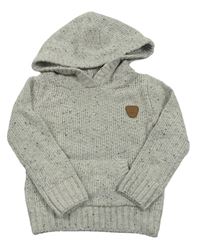 Sivý melírovaný sveter s kapucňou Topolino