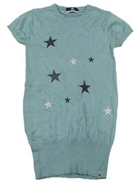 Modrošedé svetrové šaty s hviezdičkami JAKO-O