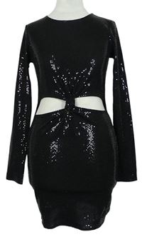 Dámske čierne trblietavé šaty s prestrihmi H&M