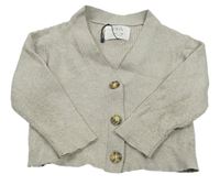 Béžový rebrovaný ľahký crop prepínaci sveter Zara
