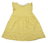 Žlté kvetinové bavlnené šaty zn. H&M
